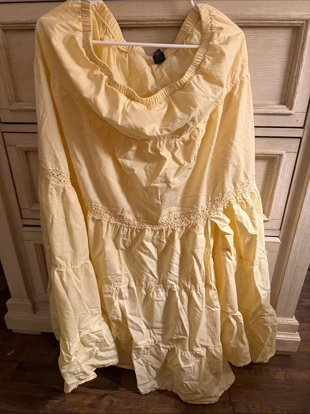 wild fable Light Yellow Hooded Tiered Maxi Skirted Dress